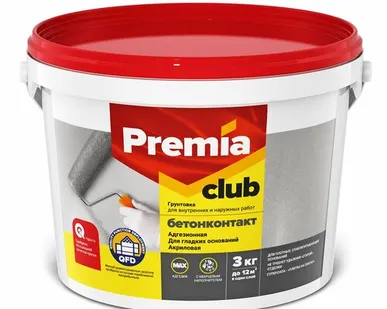 фото Дисма Грунтовка PREMIA CLUB БЕТОНКОНТАКТ адгезионная, ведро 3 кг