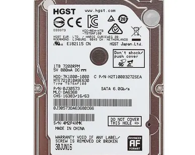 фото Жесткий диск 2.5" 1Tb HGST Travelstar 7K1000 HTE721010A9E630, 
7200rpm, 32M