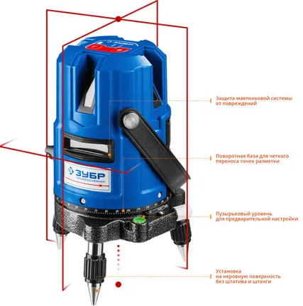 Фото №0 Лазерный нивелир ЗУБР Крест 55, 20 - 70 м