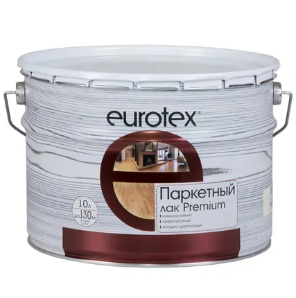 Фото №0 Лак паркетный Евротекс-Премиум полуматовый 10 л