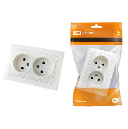 Фото №0 Розетка двойная 10А белый "Таймыр"