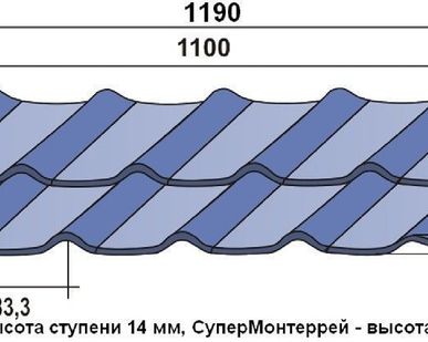фото Металлочерепица Монтеррей (прямой рез), 0,4 мм, SP