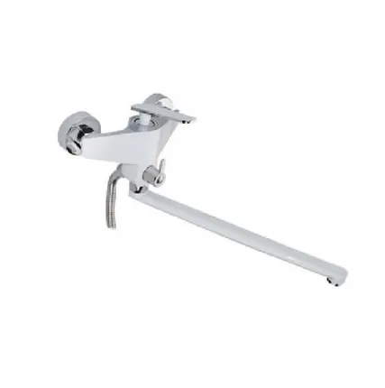 Фото №0 Смеситель для ванны FRAP F2258 с поворотным изливом 350 мм, цвет: хром/белый