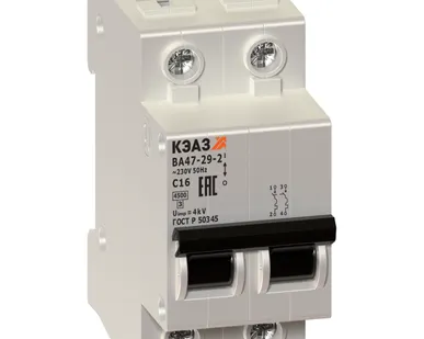 фото Выключатель автоматический модульный 2п C 6А 4.5кА ВА47-29-2C6-УХЛ3 КЭАЗ 231628