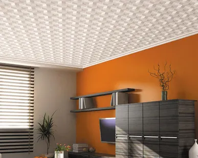 фото Облицовка потолка стироловой плиткой