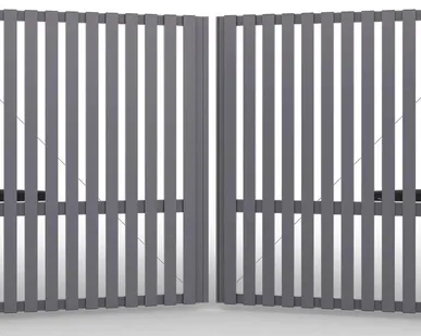 фото Распашные ворота AL-профиль вертикальные антрацит 3500х2000 мм