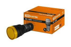 фото Лампа AD-16DS(LED)матрица d16мм желтый 110В AC/DC TDM