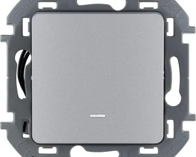 фото Механизм выключателя 1-кл. Inspiria 250В 10AX с подсветкой / индикацией алюм. Leg 673612