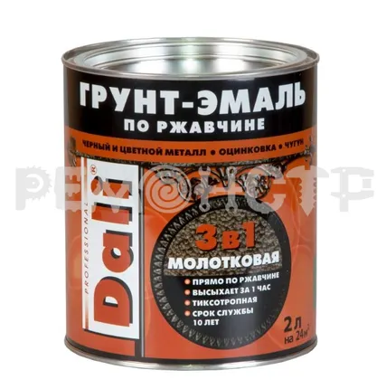 Фото №0 Грунт-эмаль ржавч молотковая  2,0л золотистый  РОГНЕДА DALI (3) П