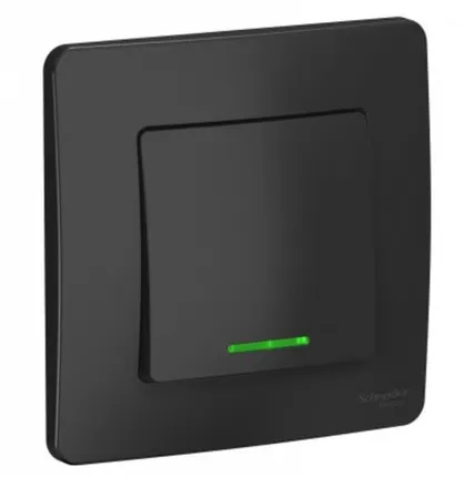 Фото №0 Schneider Electric Выключатель 1-кл. СП Blanca 10А IP20 250В с подсветкой антрацит BLNVS010116 Schneider Electric