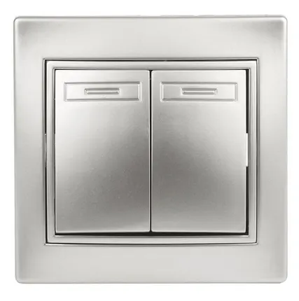 Фото №0 Выключатель 2-кл. СП Plano 10А IP20 1-104-03 250В алюм. Intro Б0030042