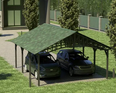 фото Двускатный навес №22 из гибкой черепицы 5,5х6,25 м