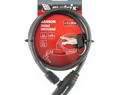 фото Замок тросовый универсальный, 8 х 650 мм MATRIX 91830