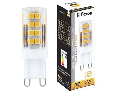 фото Светодиодная лампа Feron 5W 460Lm 2700K G9 25769