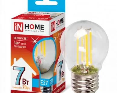 фото Лампа светодиодная LED-ШАР-deco 7Вт 230В Е27 3000К 630Лм прозрачная IN HOME