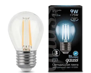 фото Лампа светодиодная Black Filament Шар E27 9Вт 4100К Gauss 105802209