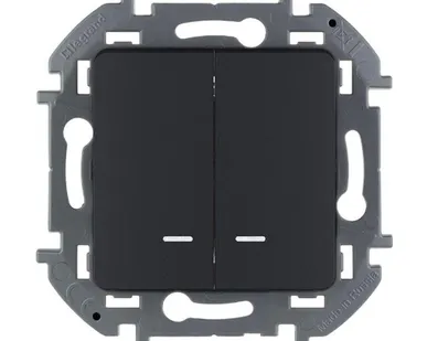 фото Inspiria Механизм выключателя 2-кл. 10А IP20 250В 10A с подсветкой антрацит Leg 673633 Inspiria