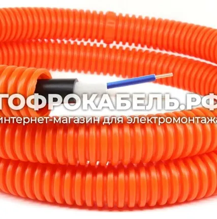 Фото №0 Кабель силовой ВВГнг(А)-LS, Конкорд, 2x1,5мм² ГОСТ в оранжевой ПНД гофре (ДКС) 20мм (100м)
