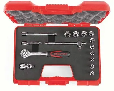 фото Набор торцевых головок 1/4" 6-гранных, 4-13 мм 15 предметов (yeni), IZELTAS, 1107006015, 14000000078