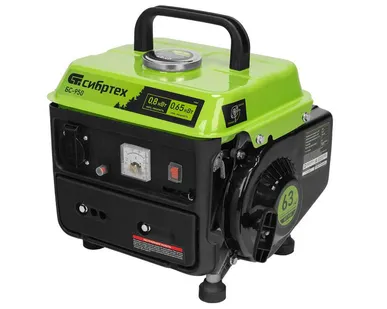 фото Генератор бензиновый БС-950, 0.8 кВт, 230 В, 2-х тактный, 4 л, ручной стартер Сибртех