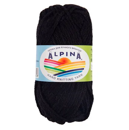 Фото №0 Пряжа ALPINA "GARRY" 100% мерсеризованный хлопок 50 г 50 м №02 ЧЕРНЫЙ
