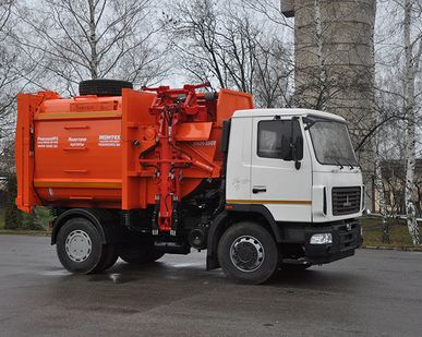 фото МКМ-3507 (МКМ-3503) на шасси МАЗ 5550В2-480-041 Мусоровоз Евро-4