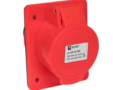 фото Розетка силовая 3-ф., 32А, 380В, IP44 (5-п, стацс. вн...