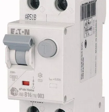 Фото №0 Выключатель автоматический дифференциального тока 2п (1P+N) C 20А 30мА тип AC 6кА HNB-20/1N/C/003 2мод. EATON 195128