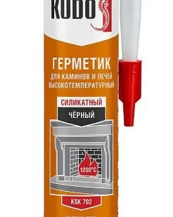фото Герметик силикатный для печей и каминов 1200°С Kudo, 280 мл, Черный