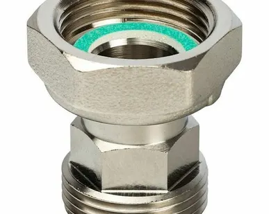 фото Разъемное соединение STOUT 3/4 с плоским уплотнением и обратным клапаном, никелированное