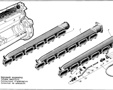 фото Коллектор впускной правый 3Д6, 3Д12, 7Д6, 7Д12 Сб.519-01-9, сб.519-01-3
