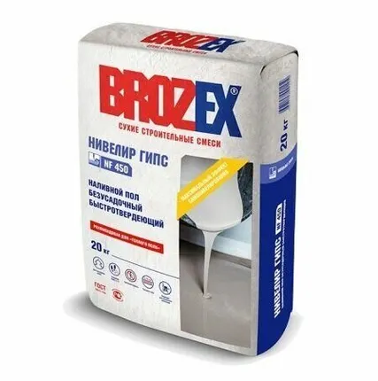 Фото №0 Наливной пол быстротвердеющий BROZEX NF450 НИВЕЛИР ГИПС, 20 кг