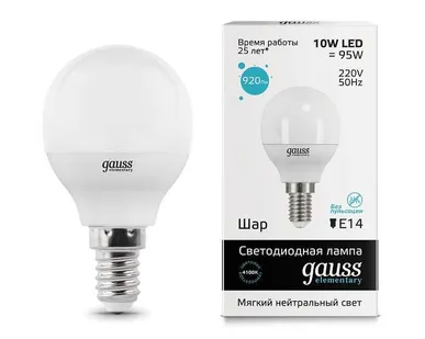 фото Лампа светодиодная Elementary Globe 10Вт E14 4100К Gauss 53120