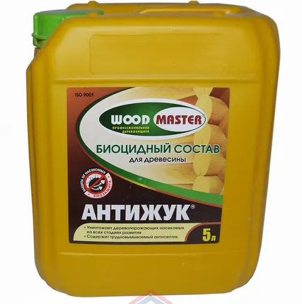 Фото №0 Состав биоцидный пропиточный для древесины "WOODMASTER" АНТИЖУК 5 л 