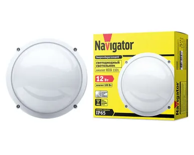 фото Светильник светодиодный 94 826 NBL-R1-12-4K-WH-IP65-LED 12Вт 4000К IP65 (аналог НПП 1101 бел. круг) Navigator 94826