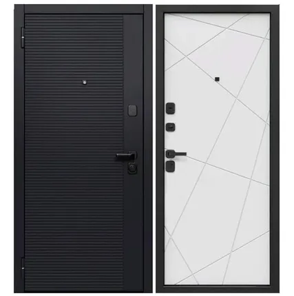 Фото №0 Дверь входная Гарда Черный Кварц 7,5см (Ferroni) МДФ/МДФ, Сатин черный/Сатин белый 2050х960мм, ЛЕВАЯ