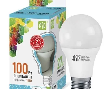 фото Лампа светодиодная LED-А60-standart 11Вт Е27 4000К 990Лм 230В ASD ASD
