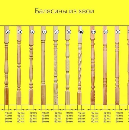 Фото №0 Балясина сосна 860*40*40 № 6 резная