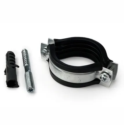 Фото №0 Хомут 1 1/2" с резиновым уплотнителем (Д=50мм) (болт+дюбель) металл