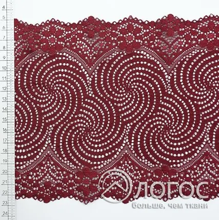 Фото №0 Кружево стрейч гипюр арт. 20097 180 мм, бордовый