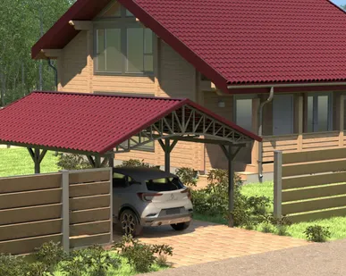 фото Двускатный навес №22 из металлочерепицы 4,5х6,3 м