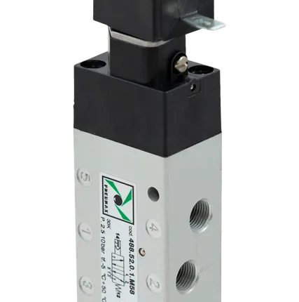 Фото №0 488.52.0.1.M58 - Распределитель пневматический с электромагнитным управлением 5/2 - G1/8", 620 нл/мин, ЭлПнУправление - пружина, ~220В/50Гц