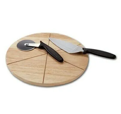 Фото №0 Доска для подачи пиццы d=34*2,2 см. на 6 сегментов, бук