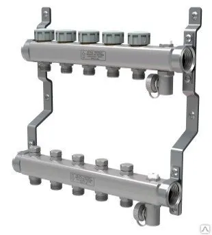 Фото №0 Коллектор в сборе универсальный 1" ВР-3/4" НР нержавеющая сталь 3 выхода