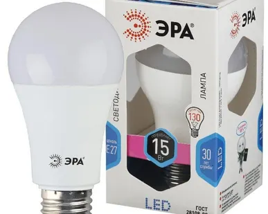 фото Лампа светодиодная A60-15W-840-E27 грушевидная 1200лм ЭРА Б0033183