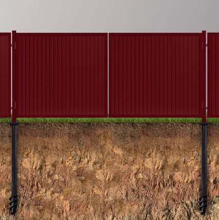 Фото №0 Распашные ворота из профнастила на сваях