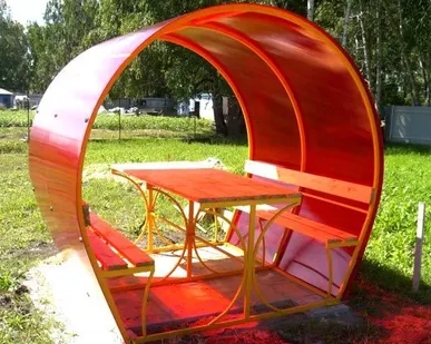 фото Беседка арочная с цветным поликарбонатом