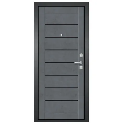 Фото №0 дверь входная Metix 24 Антик серебро, бетон графит, стекло чёрное 860мм левая