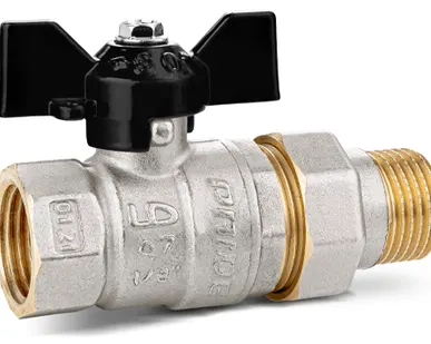 фото Кран шаровой латунный LD Pride внутренняя/"американка" бабочка