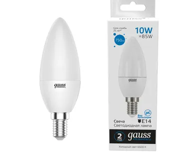 фото Лампа светодиодная Elementary 10Вт Свеча 6500К E14 750лм Gauss 33130